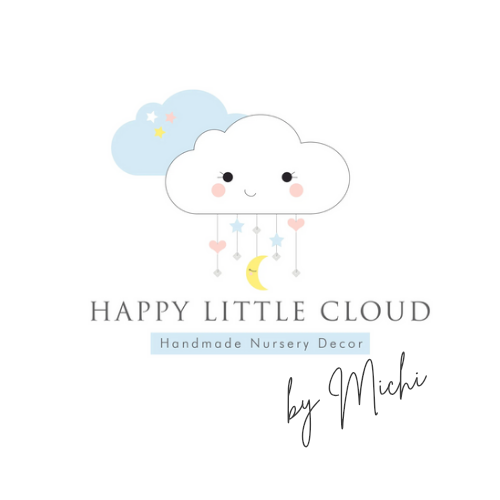 Happy Little Cloud digital gift card featuring soft cloud design, perfect for gifting handmade nursery décor by Michi.