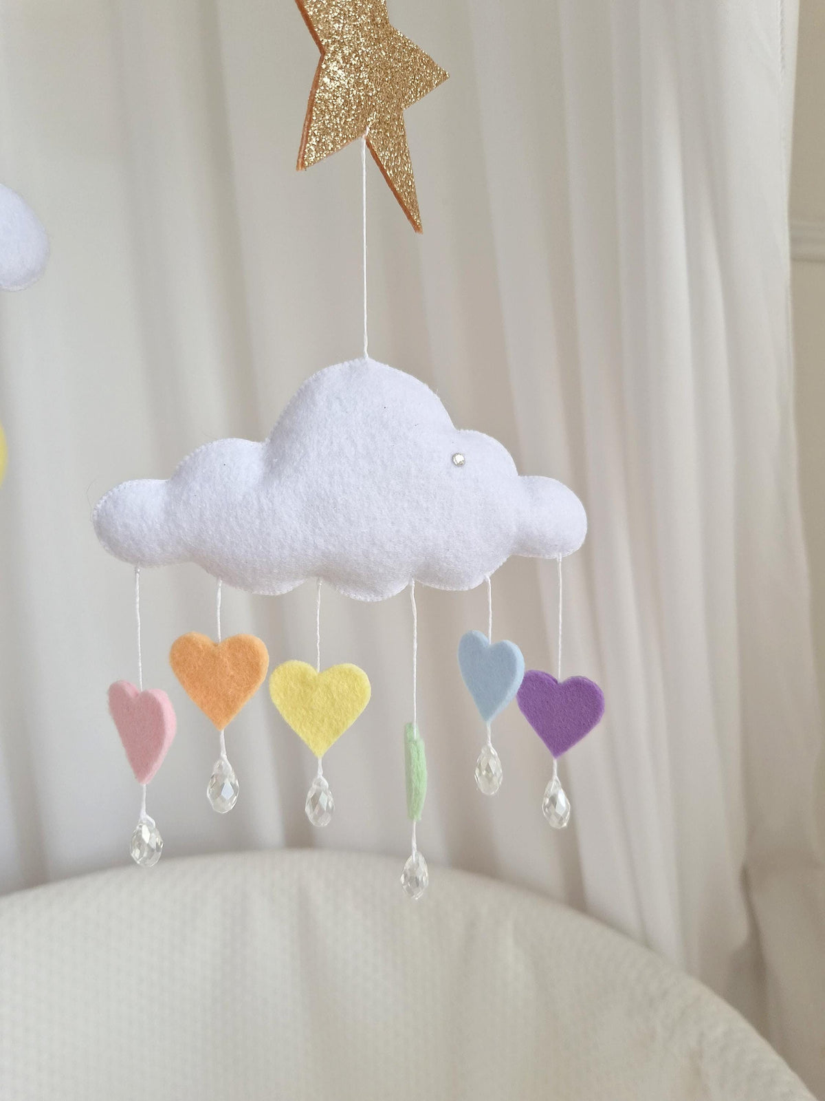 Rainbow Hot Air Balloon Baby Mobile, Pastel Nursery Décor, Baby Shower Gift