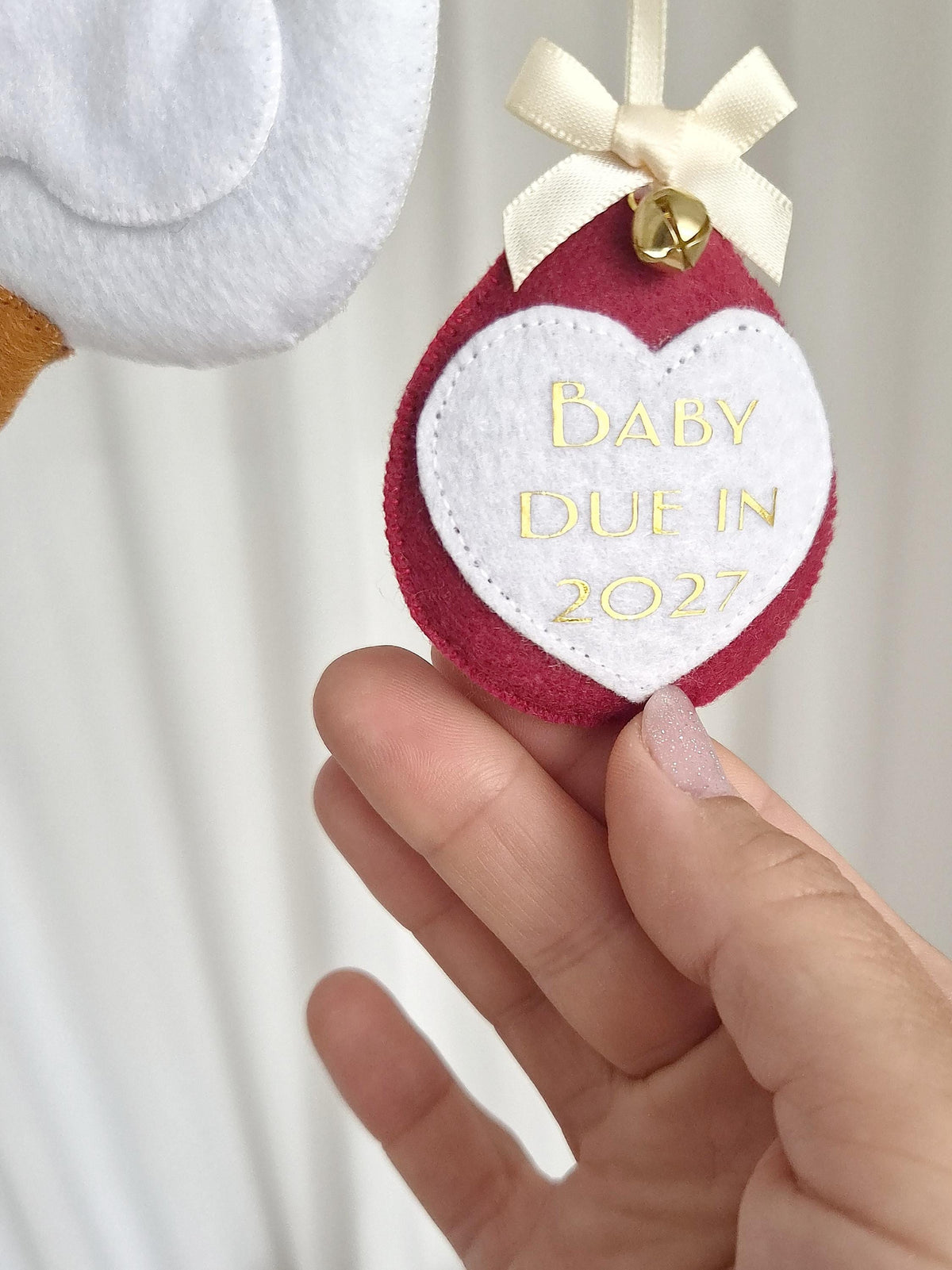 Personalised Christmas Pregnancy Announcement Stork, Baby Due 2027 Ornament, New Baby Reveal
