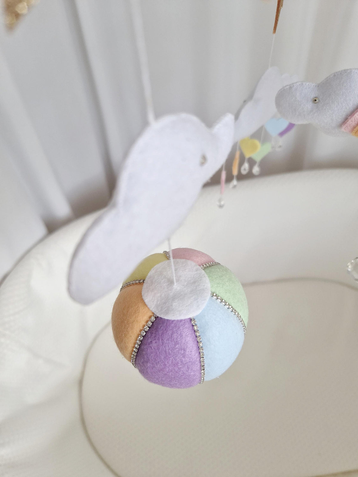 Rainbow Hot Air Balloon Baby Mobile, Pastel Nursery Décor, Baby Shower Gift