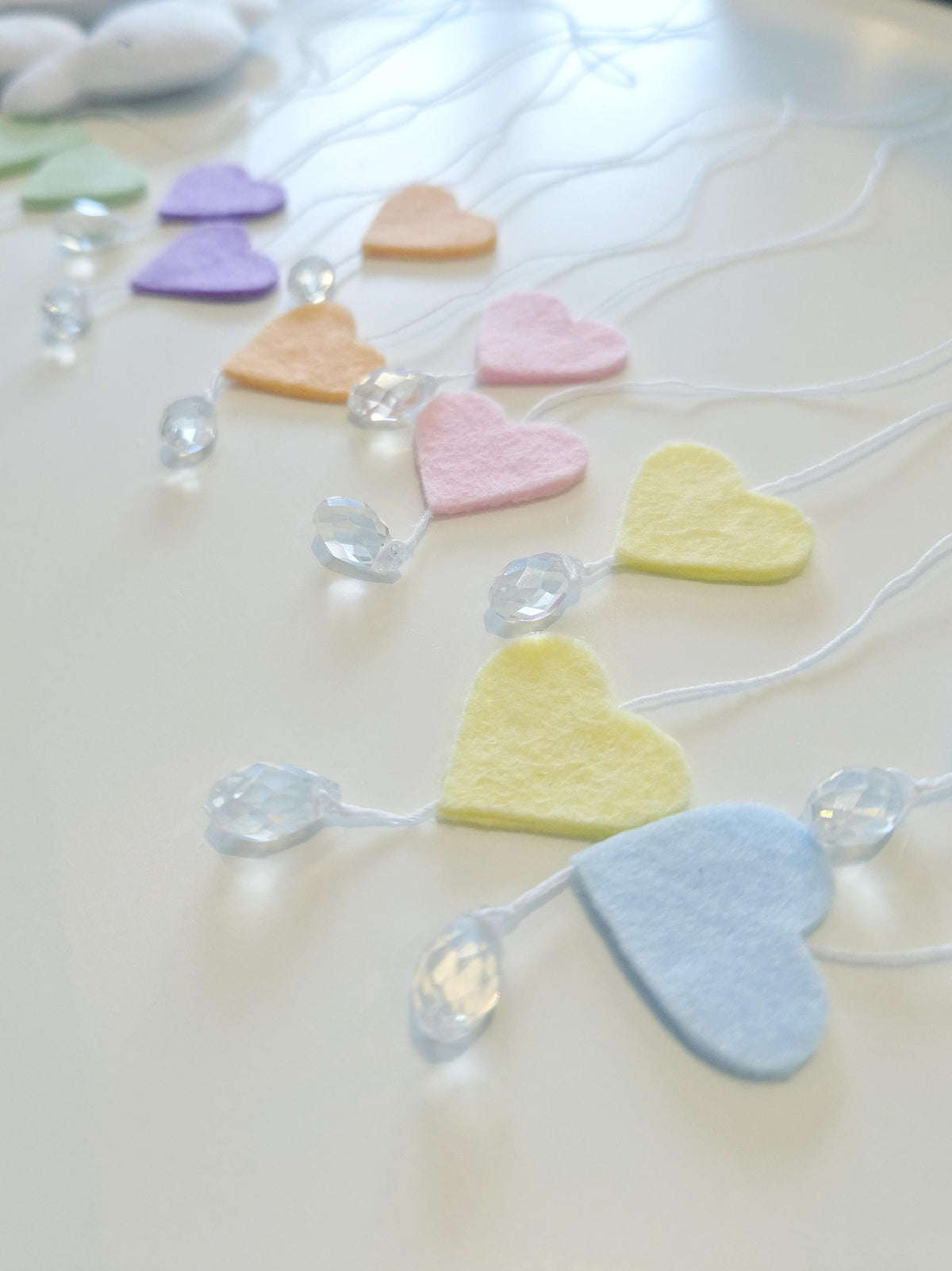 Rainbow Hot Air Balloon Baby Mobile, Pastel Nursery Décor, Baby Shower Gift
