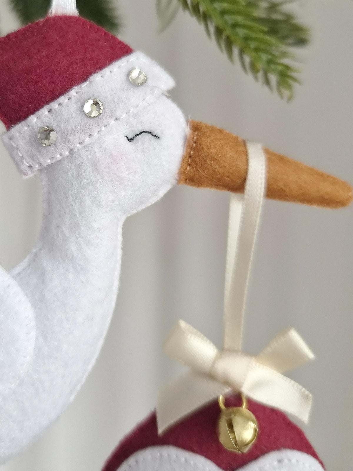 Personalised Christmas Pregnancy Announcement Stork, Baby Due 2027 Ornament, New Baby Reveal
