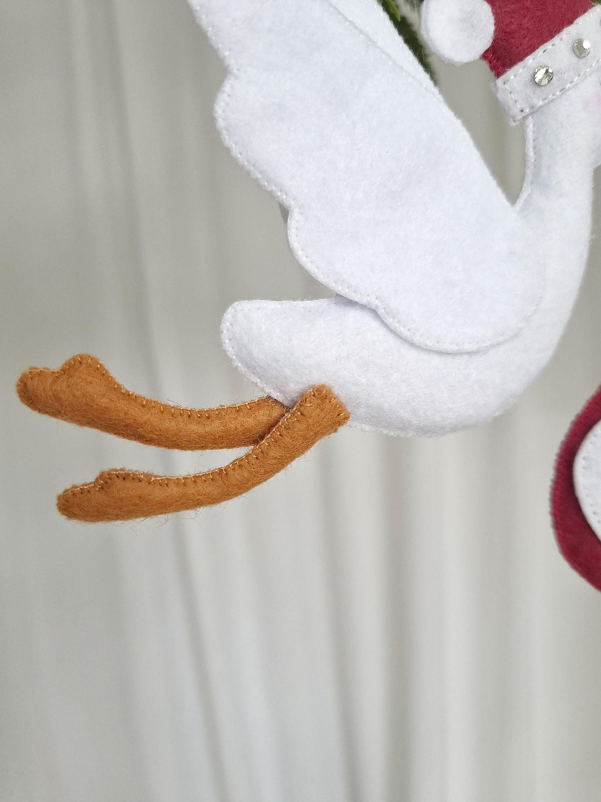 Personalised Christmas Pregnancy Announcement Stork, Baby Due 2027 Ornament, New Baby Reveal