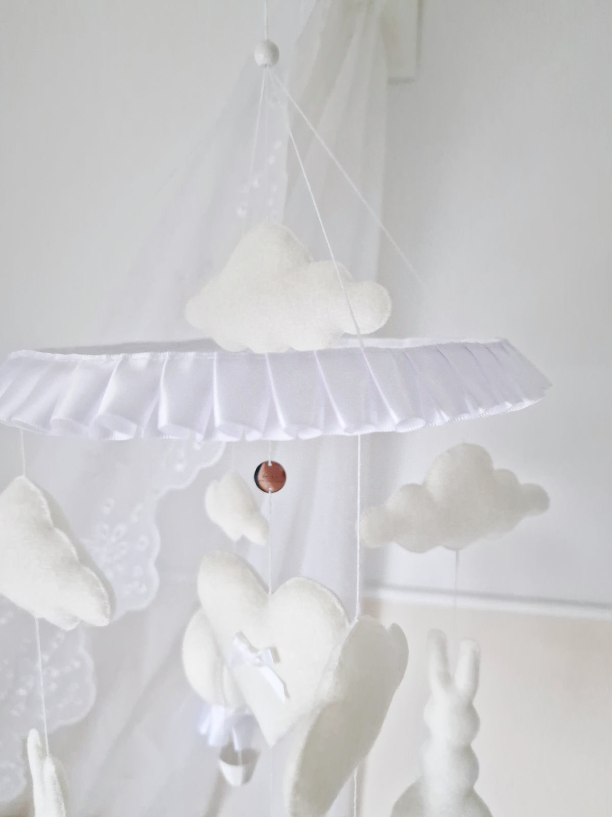 Off White Hop Hop and Away-Bunny & Balloon Mobile