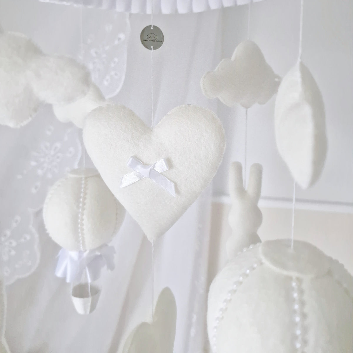 Off White Hop Hop and Away-Bunny & Balloon Mobile