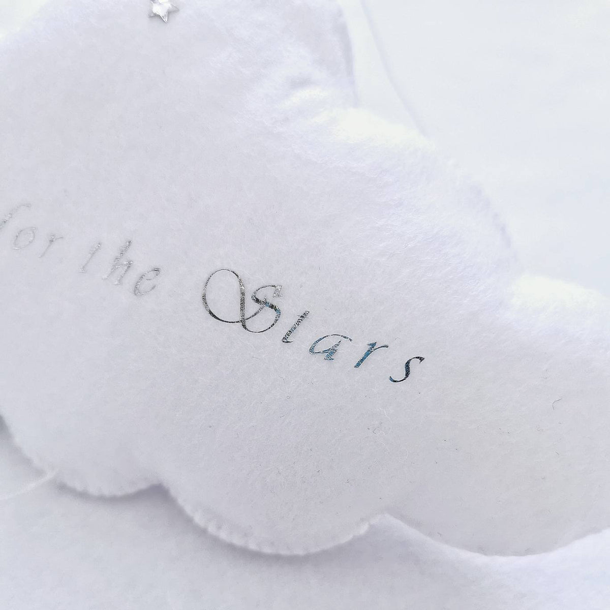 Soft grey and white felt balloon with matching inspirational cloud—ideal for a gender-neutral nursery.